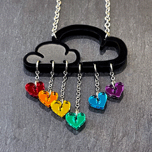 Earrings A LITTLE LOVE RAIN CLOUD NECKLACE Cloud and dangle love heart rainbow earrings