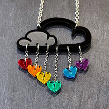 Load image into Gallery viewer, Earrings A LITTLE LOVE RAIN CLOUD NECKLACE Cloud and dangle love heart rainbow earrings
