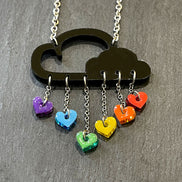 Earrings A LITTLE LOVE RAIN CLOUD NECKLACE Cloud and dangle love heart rainbow earrings