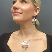 Earrings A LITTLE LOVE RAIN CLOUD NECKLACE Cloud and dangle love heart rainbow necklaces