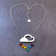 Earrings A LITTLE LOVE RAIN CLOUD NECKLACE Cloud and dangle love heart rainbow necklaces