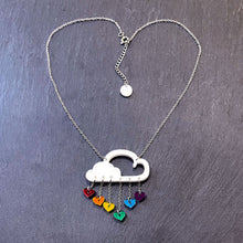 Load image into Gallery viewer, Earrings A LITTLE LOVE RAIN CLOUD NECKLACE Cloud and dangle love heart rainbow necklaces