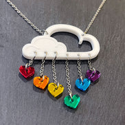 Earrings A LITTLE LOVE RAIN CLOUD NECKLACE Cloud and dangle love heart rainbow earrings