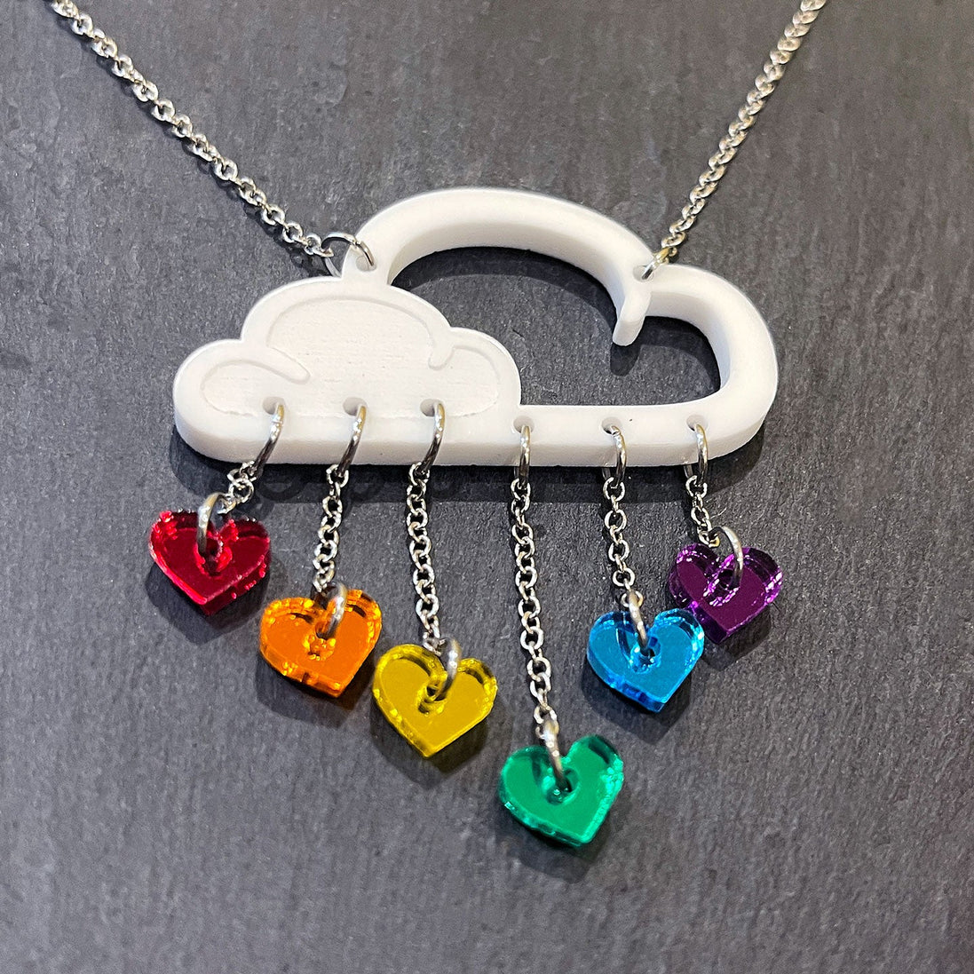 Earrings A LITTLE LOVE RAIN CLOUD NECKLACE Cloud and dangle love heart rainbow earrings