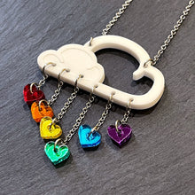 Load image into Gallery viewer, Earrings A LITTLE LOVE RAIN CLOUD NECKLACE Cloud and dangle love heart rainbow earrings