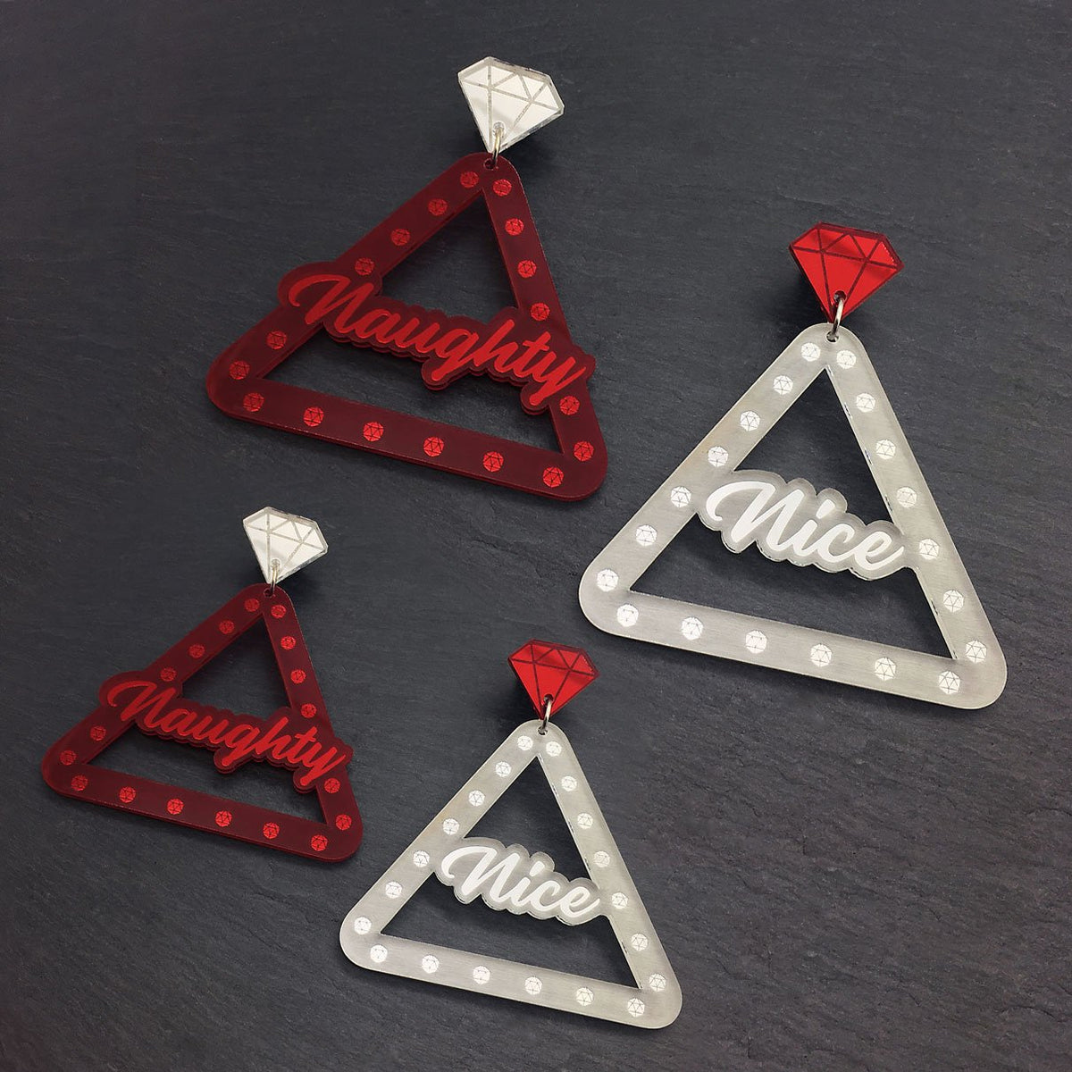 earrings NAUGHTY + NICE Christmas Earrings NAUGHTY + NICE Christmas Earrings | Mismatched Statement Earrings | Clip on and piercing available