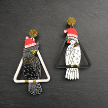 Load image into Gallery viewer, The Maine And Mara COCKIE COLLAB Australian Christmas Earrings in black and white handmade in Australia