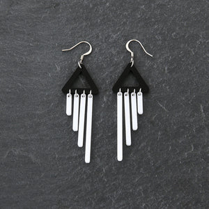 Australian-made Maine and Mara colour pop white CHIMETTES Statement Earrings with hook