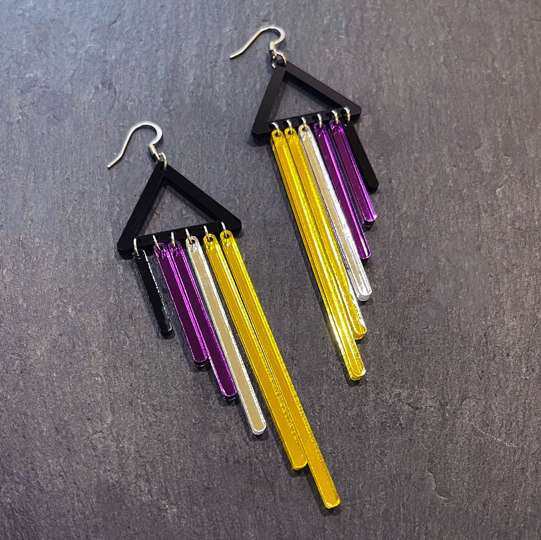 Earrings HOOK ENBY NONBINARY CHIMES - LONG PRIDE DANGLES Non-binary Pride flag earrings