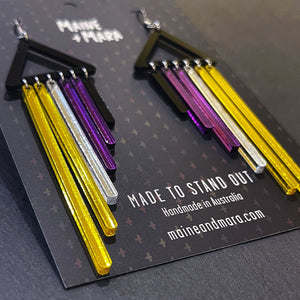 Earrings HOOK ENBY NONBINARY CHIMES - LONG PRIDE DANGLES Non-binary Pride flag earrings