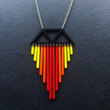 Load image into Gallery viewer, Maine And Mara Handmade PHEONIX CHIMES NECKLACE In Red, Yellow and Orange