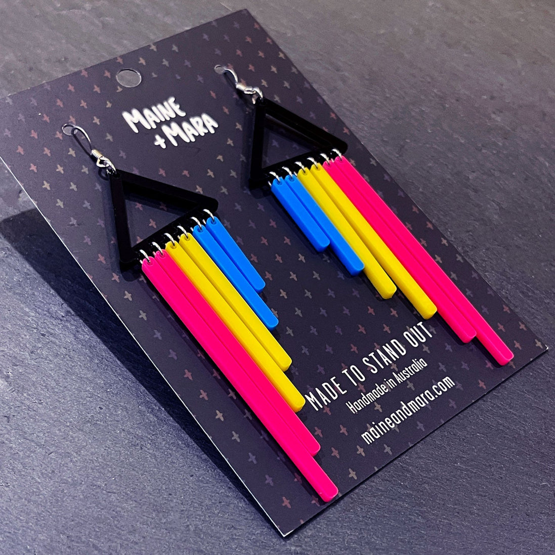 Earrings PANSEXUAL CHIMES - LONG PRIDE DANGLES BIFURIOUS Bisexual Pride colourful earrings