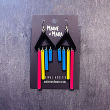 Load image into Gallery viewer, Earrings PANSEXUAL CHIMETTES - SHORT PRIDE DANGLES Pansexual Pride colourful short dangles
