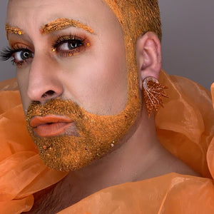 Maine And Mara Handmade Glittery Bold Statement Earrings In Orange Worn By @kevininthecity