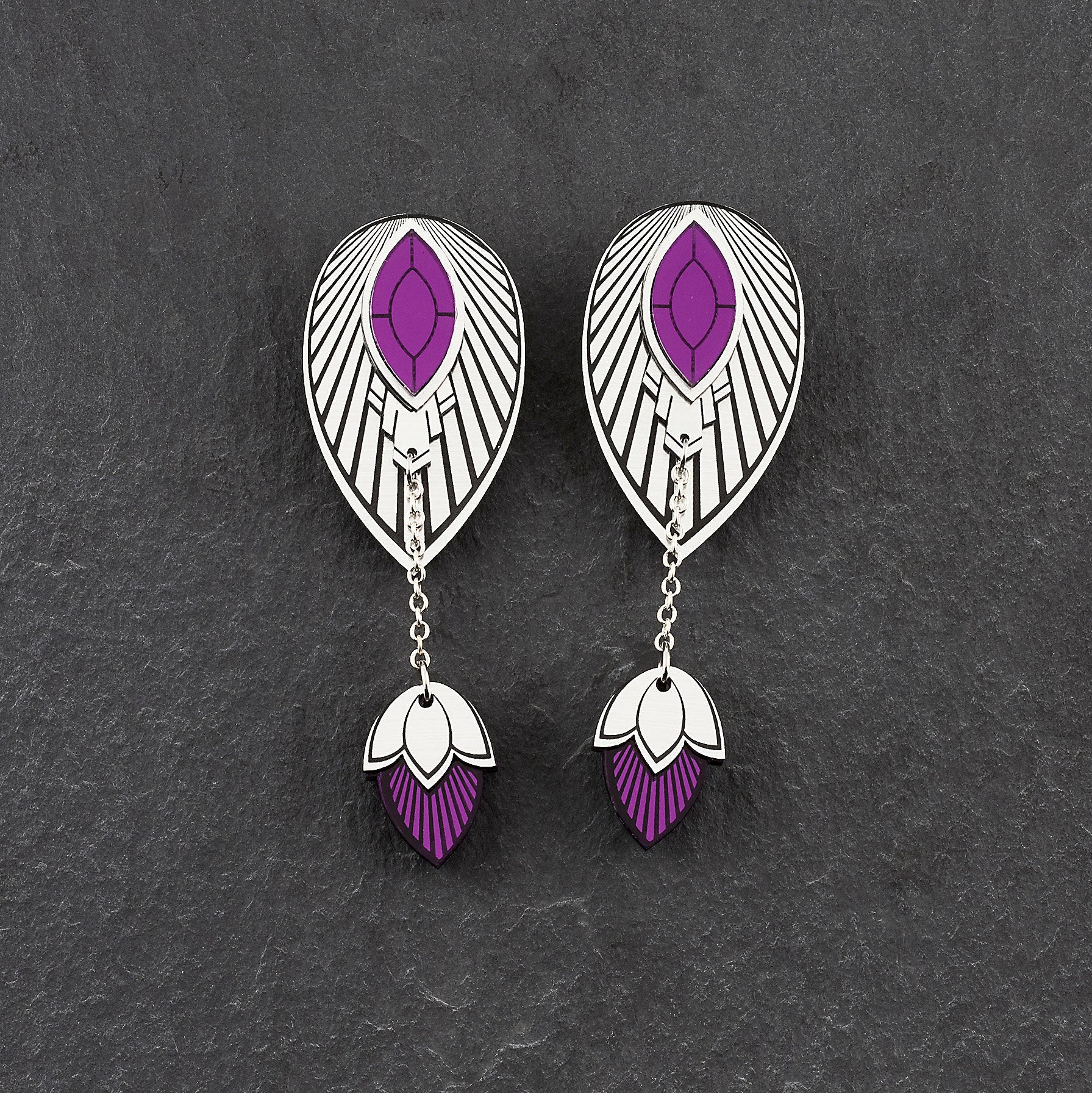 Metallic Purple Crane Earrings – mayajoyintheworld
