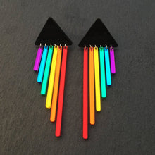 Load image into Gallery viewer, Pride RAINBOW CHEEKY CHIMES Lightweight Statement Studs handmade by Maine and Mara