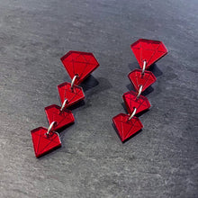 Load image into Gallery viewer, Handmade Maine And Mara RED RUBY Diamond Shape DROP EARRINGS