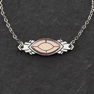 Closeup Of the handmade Maine and Mara ATHENA Rose Gold and Silver Art Deco Bracelet
