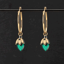 Load image into Gallery viewer, Handmade Maine And Mara Athena gold hoop charm earrings with ruby or emerald gem pendant