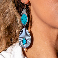Load image into Gallery viewer, Earrings ATHENA | Teal and Silver Art Deco Drop Earrings