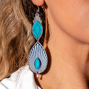 Earrings ATHENA | Teal and Silver Art Deco Drop Earrings