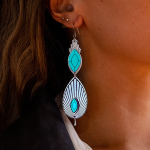 Earrings ATHENA | Teal and Silver Art Deco Drop Earrings