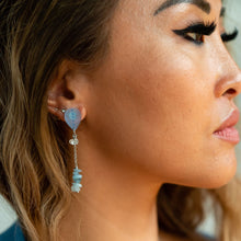 Load image into Gallery viewer, Jacket Earrings AJA Aqua Droplet Stud Earrings with crystal hanging back