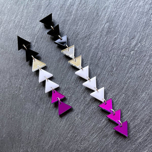 earrings ASEXUAL TRIANGLE DANGLES IN 3 SIZES Long Asexual Flag handmade statement earrings Australia