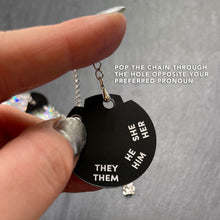Load image into Gallery viewer, necklace FEARLESSLY FLUID Pronoun Necklace Changeable Pronouns Statement Necklace