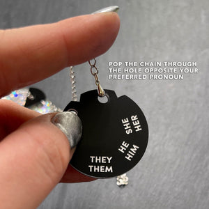 necklace FEARLESSLY FLUID Pronoun Necklace Changeable Pronouns Statement Necklace