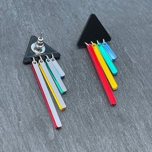 Earrings RED / STUD RAINBOW CHIMETTES Rainbow earrings I pride jewellery Australia