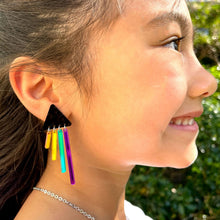 Load image into Gallery viewer, Earrings PURPLE / STUD RAINBOW CHIMETTES Rainbow earrings I pride jewellery Australia