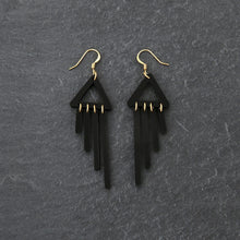 Load image into Gallery viewer, Australian Handmade Maine and Mara Cheeky Chimes Statement Earrings with Black Dangles