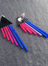 Australian made Maine and Mara Modern CLIP ON BIFURIOUS DANGLES Bisexual Pride Earrings front and back