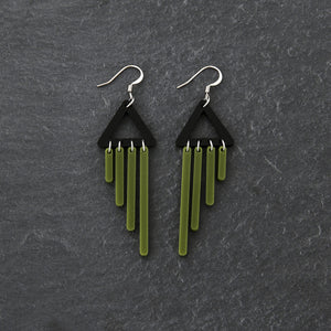 Australian Handmade Maine and Mara Cheeky Chimes Statement Earrings with Olive Colour Pop Dangles