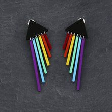 Load image into Gallery viewer, Australian Handmade Maine and Mara Cheeky Chimes Statement Earrings with RAINBOW Pride Dangles