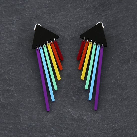 Australian Handmade Maine and Mara Cheeky Chimes Statement Earrings with RAINBOW Pride Dangles