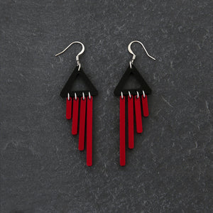 Australian Handmade Maine and Mara Cheeky Chimes Statement Earrings with Ruby Red Colour Pop Dangles