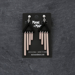 Maine and Mara handmade Clip-on Earrings with Rose Gold CHIMETTE Dangles on packaging