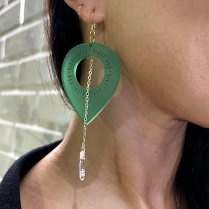 Earrings AJA Lariat Style Earrings | Forest Green and Crystal AJA |  Forest Green and Crystal Lariat Style Earrings