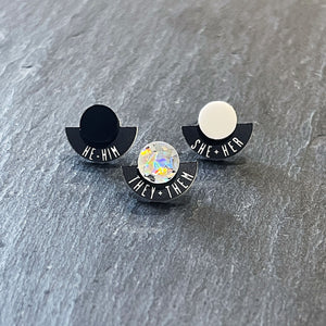 Earrings FEARLESSLY FLUID Pronoun Studs Changeable Pronoun mini studs | statement earrings