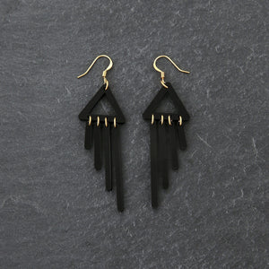 Australian-made Maine and Mara colour pop black CHIMETTES Statement Earrings with hook