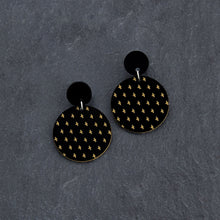 Load image into Gallery viewer, Handmade Maine and Mara black PLUS SIDE Small Round Dangles