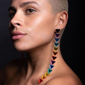 earrings NON BINARY TRIANGLE DANGLES Long Pansexual Flag handmade statement earrings Australia