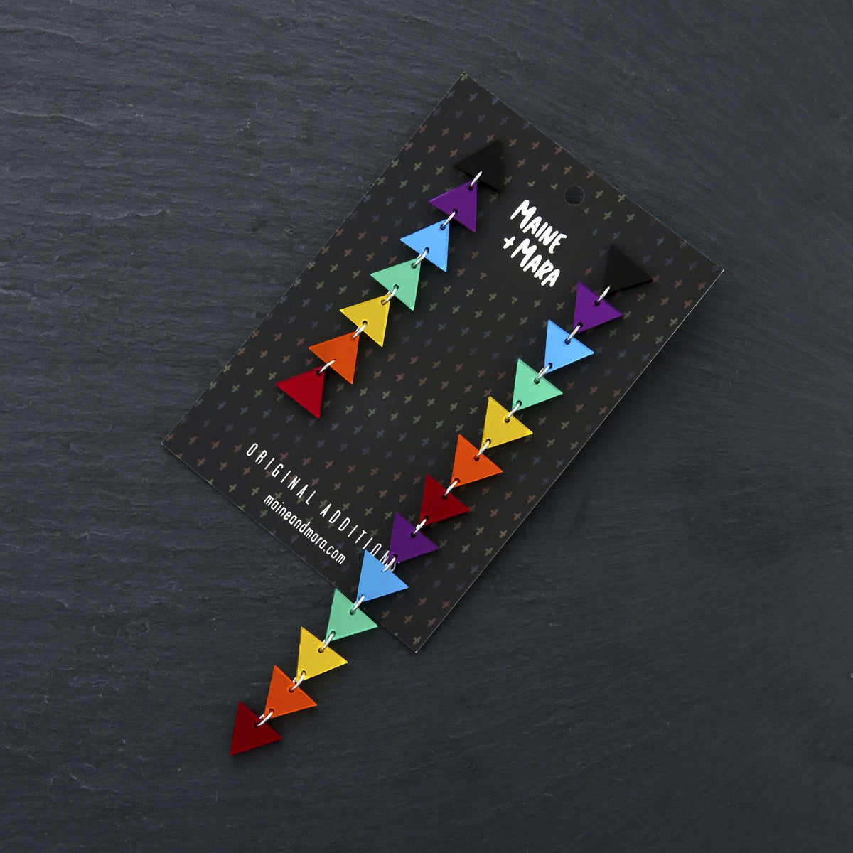 Maine And Mara SHAYNNA BLAZE Rainbow Triangle Pride Dangles, Mismatched Statement Earrings
