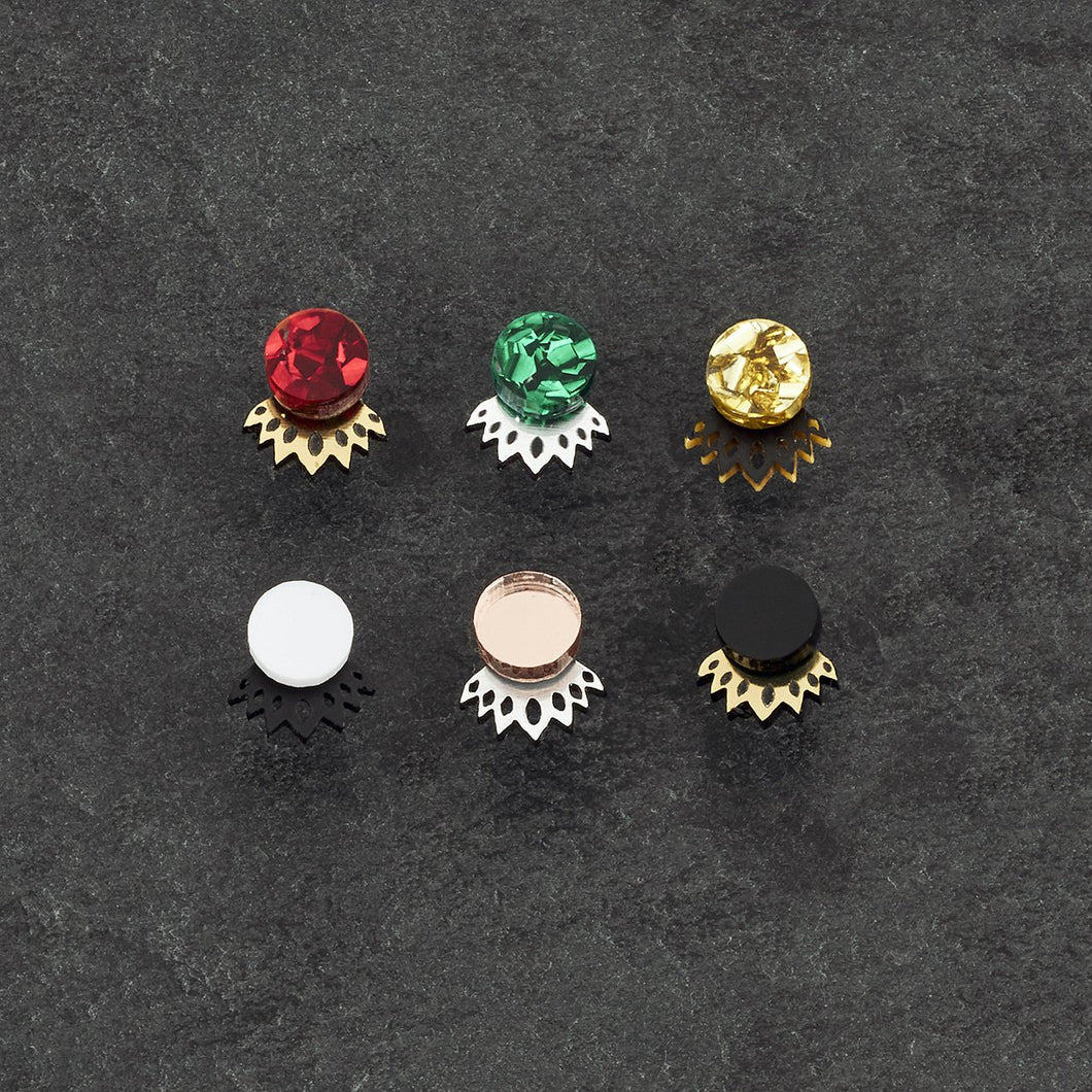 Australian-made Crown Jacket Statement Studs in various colours by Maine and Mara