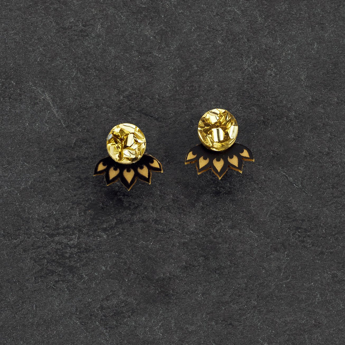 Australian Handmade Maine and Mara Lotus Jacket Glittery Mini Studs in gold