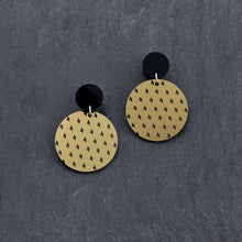 Load image into Gallery viewer, Handmade Maine and Mara gold PLUS SIDE Small Round Dangles