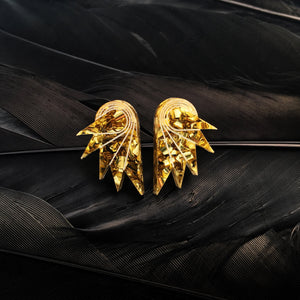Handmade Maine and Mara gold GLITTERY SPREAD YOUR WINGS MINI WING STUDS