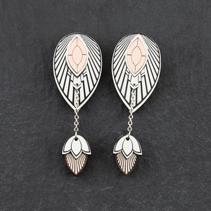 Pair of THE handmade ATHENA Silver and Rose Gold Stackable Earrings by Maine and Mara